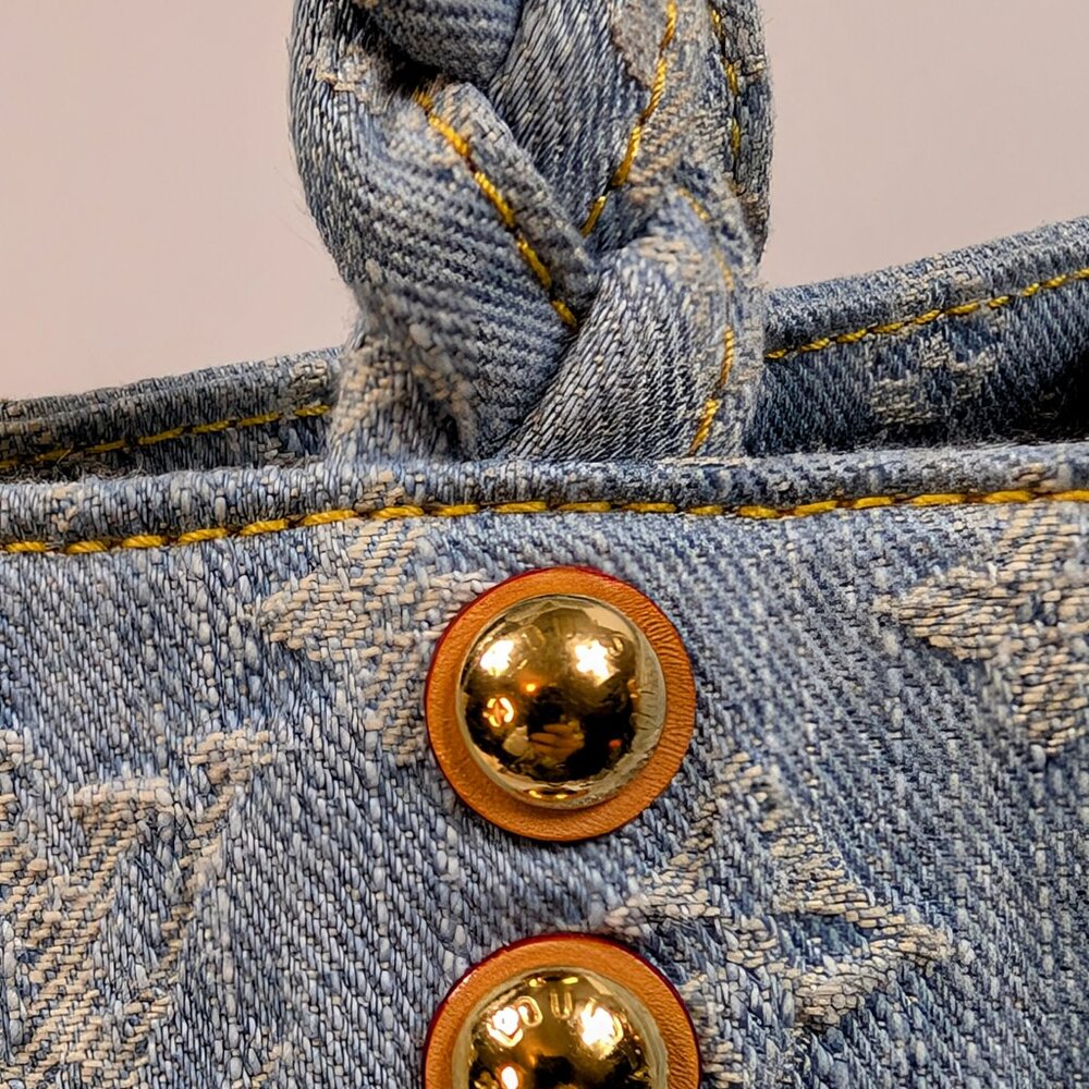 Louis Vuitton "Sky Denim" Braided Denim OnTheGo PM Tote Bag - Picture 7 of 15